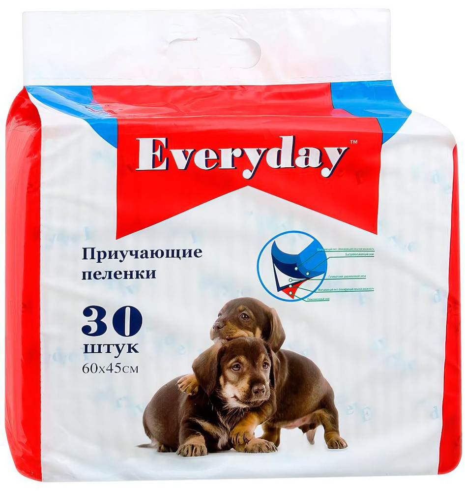 EVERYDAY впитывающие пеленки для животных гелевые, 60 х 45 см, 30 шт  #1