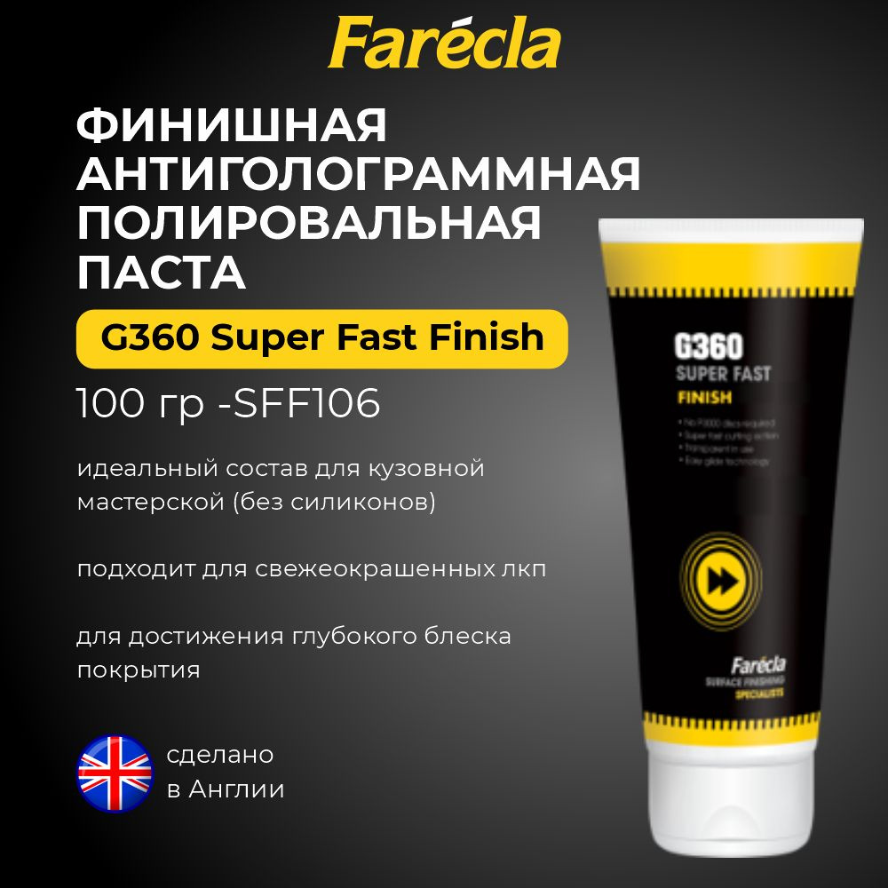 Антиголограммная полировальная паста для авто FARECLA G360 Super Fast  Finish 100г