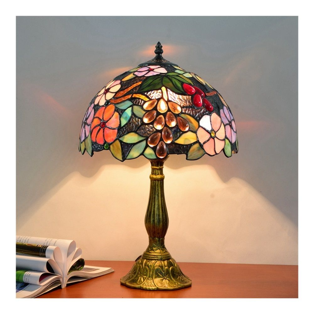 Европейская винтажная настольная лампа из витражного стекла Tiffany ...