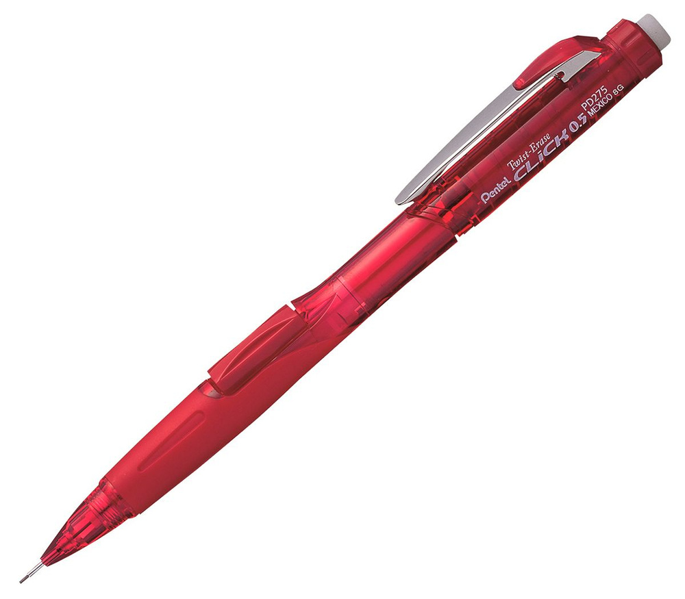 Механический карандаш PENTEL TWIST-ERASE CLICK PD275T-BX 0.5 мм красный полупрозрачный корпус  #1