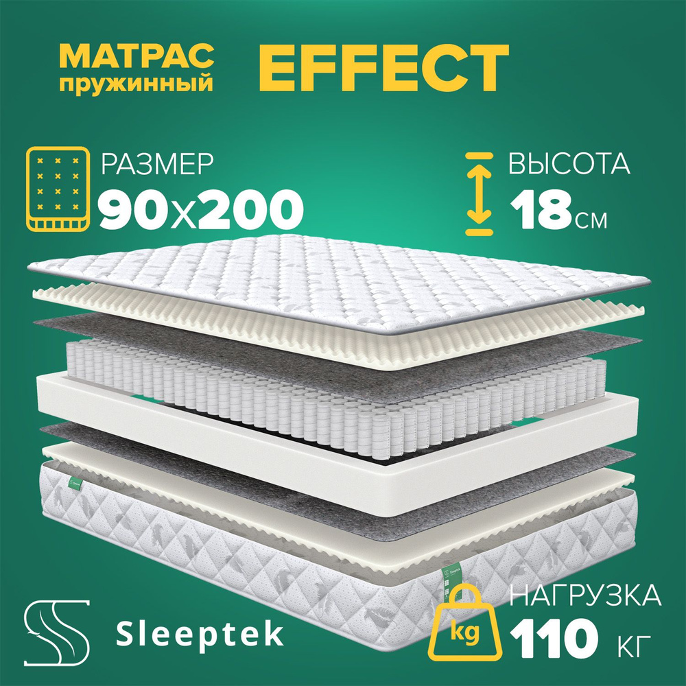 Sleeptek Матрас, Независимые пружины, 90х200 см #1