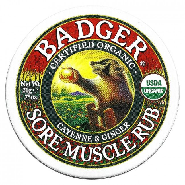 Badger, Sore Muscle Rub, мазь от боли в мышцах с кайенским перцем и имбирем, 21 г  #1