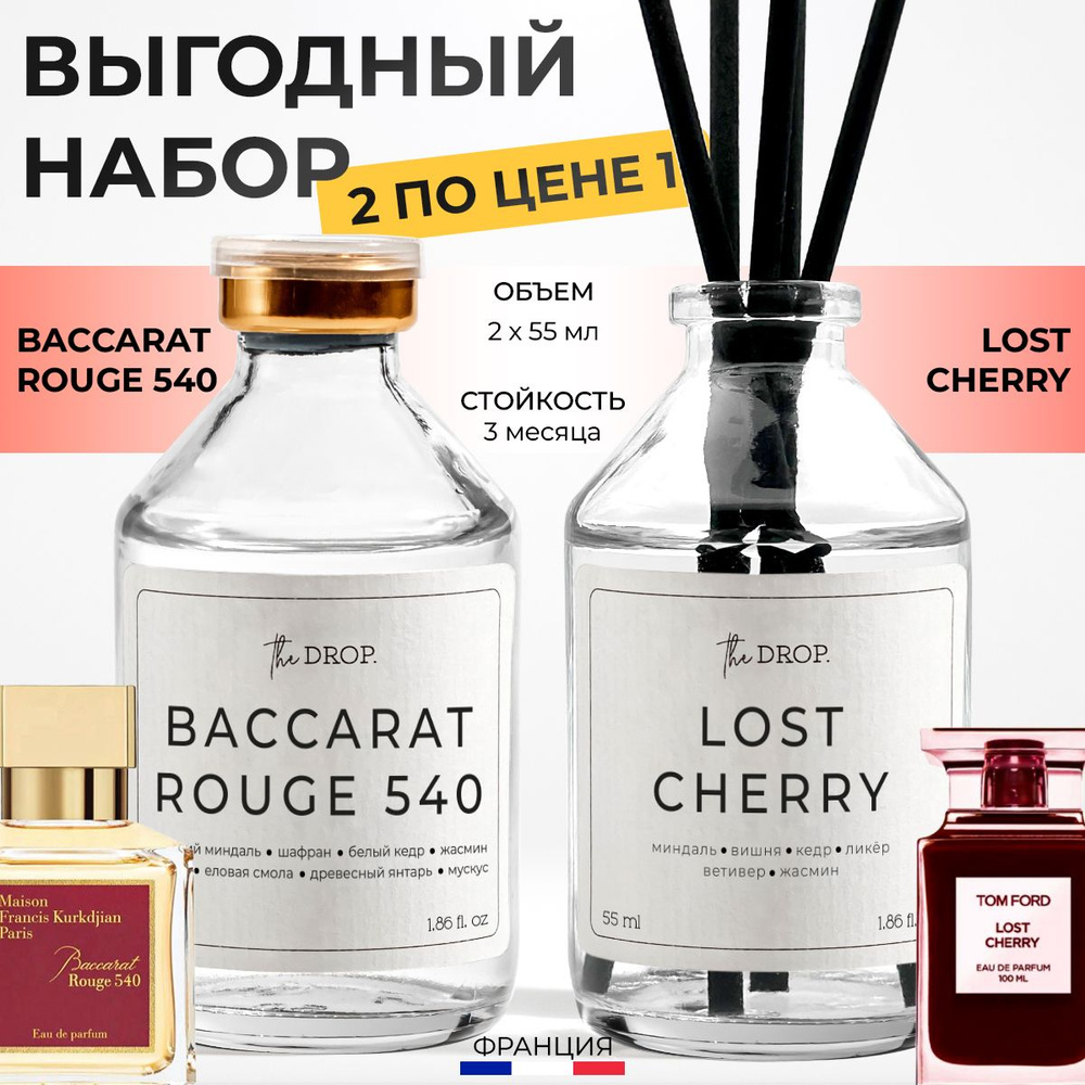 Набор из ароматических диффузоров для дома "Baccarat Rouge + Lost Cherry" 2х55 мл, ароматизаторы для #1