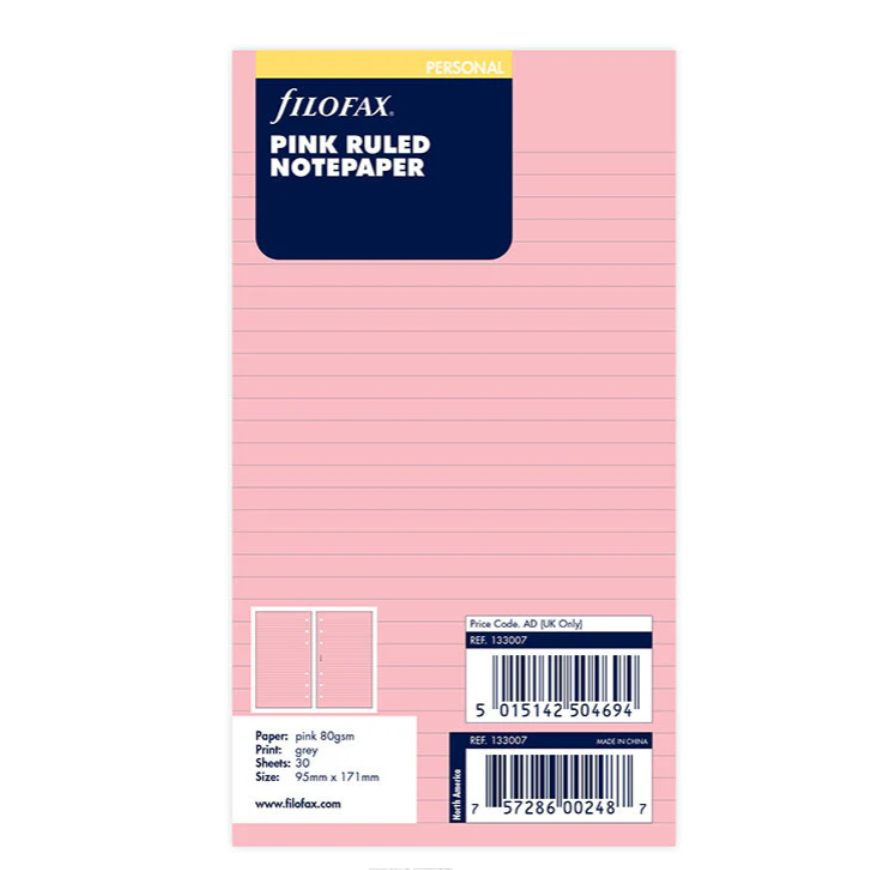 Сменный блок FILOFAX Personal в линейку 30 листов 80 г/см2 розовый  #1