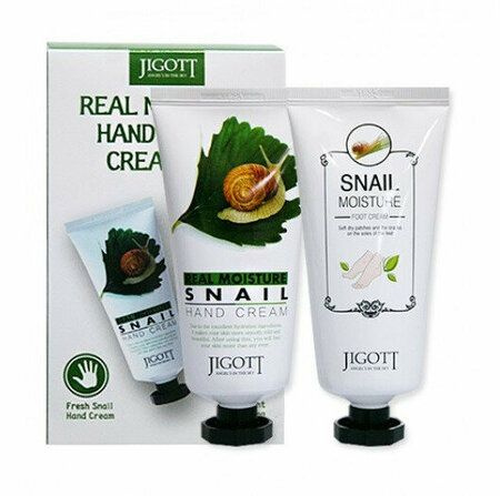 Jigott Набор кремов для рук и ног с муцином улитки Real Moisture Hand&Foot Cream 100 мл+100 мл  #1