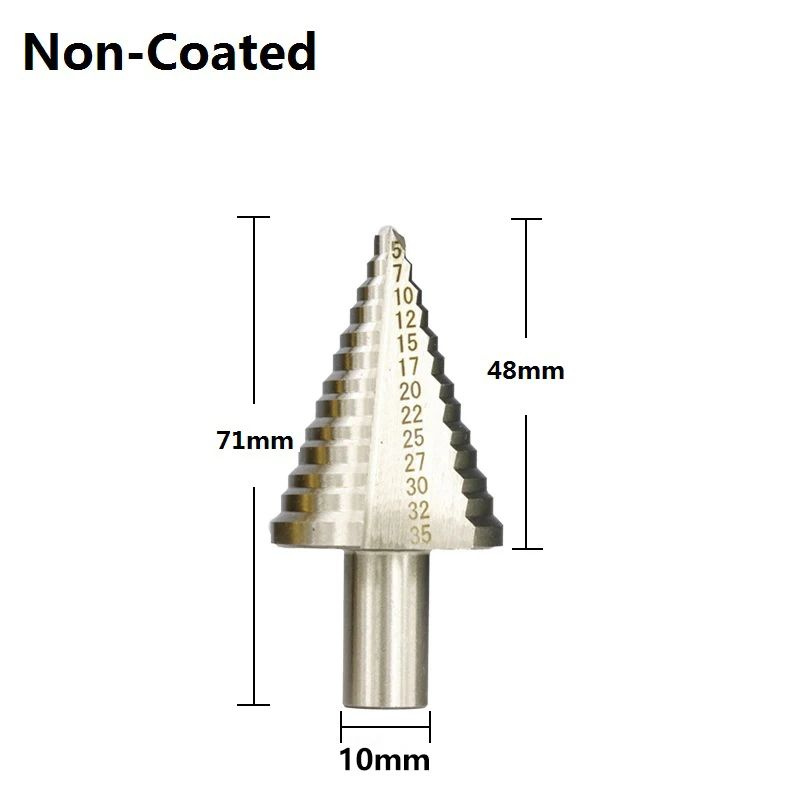 Сверло по металлу 1/2 шт. 5-35 мм, луженое ступенчатое конусное сверло с прямой канавкой, высокоскоростная #1