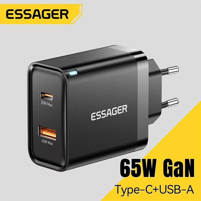 Зарядное устройство Essager 65 Вт, USB A + USB C, быстрая зарядка #1