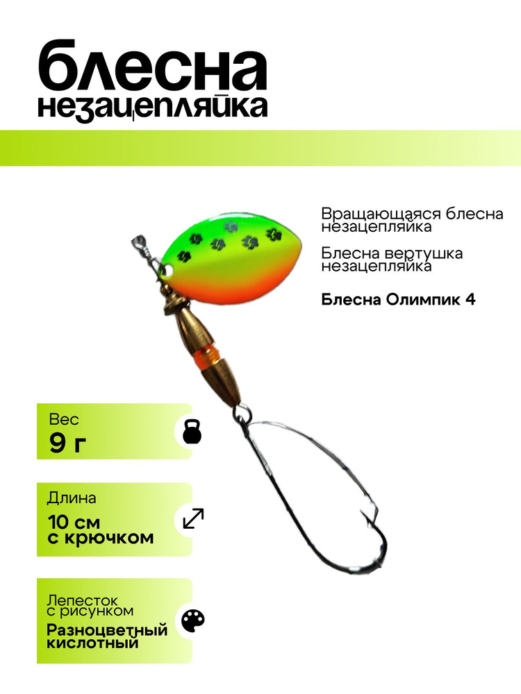 Блесна вращающаяся Profilux блесна вертушка незацепляйка 9г разноцветный кислотный  #1