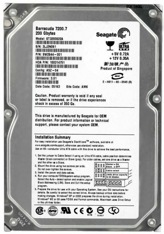 Seagate 200 ГБ Внутренний жесткий диск (9W2844)  #1