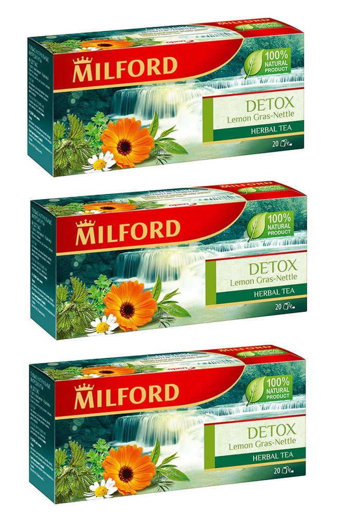 Травяной чай Milford Detox в пакетиках Милфорд Детокс чайные травы, 3 шт. по 40 гр, Россия  #1