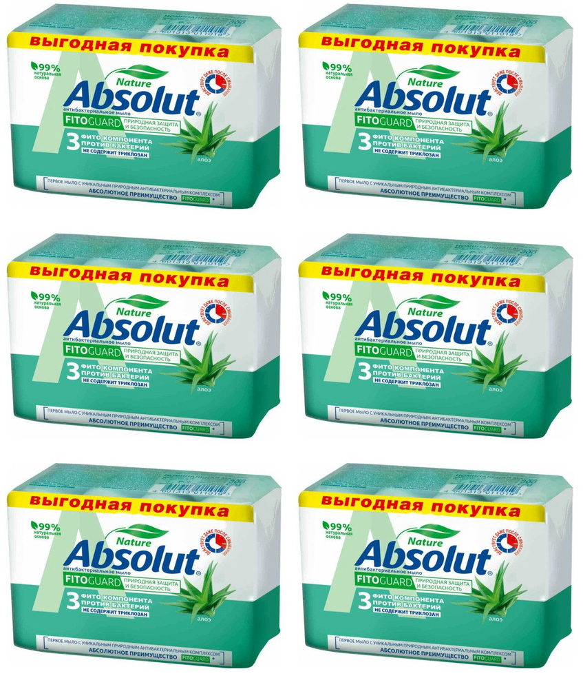 Absolut Твердое мыло, FitoGuard Алоэ, 4 по 75 гр, 6 уп #1