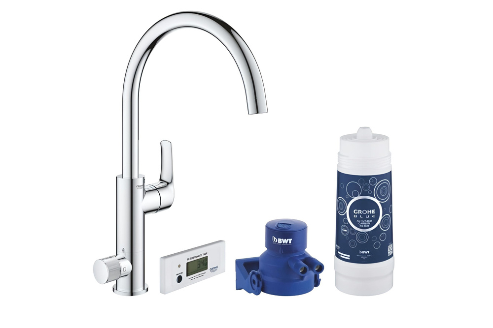 Смеситель Grohe Blue Pure Eurosmart без электроники с C-образным изливом 30383000 набор для кухонной #1