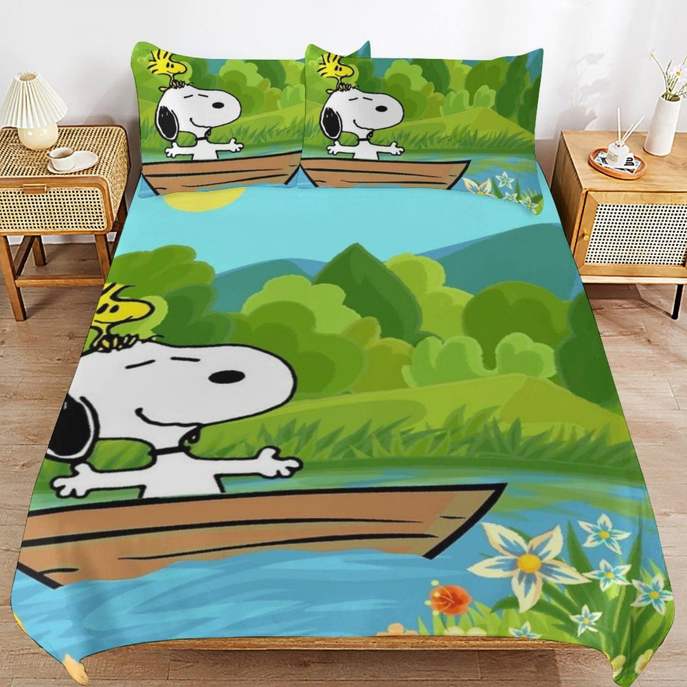 SNOOPY Комплект постельного белья, Микрофибра, Полуторный, наволочки 51x76  #1