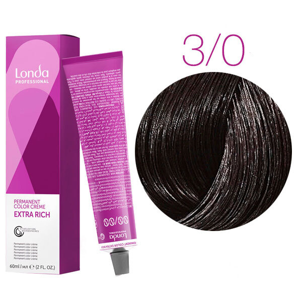 Londa Permanent Color Creme Стойкая крем-краска для волос 3/0 Темный шатен, 60 мл #1