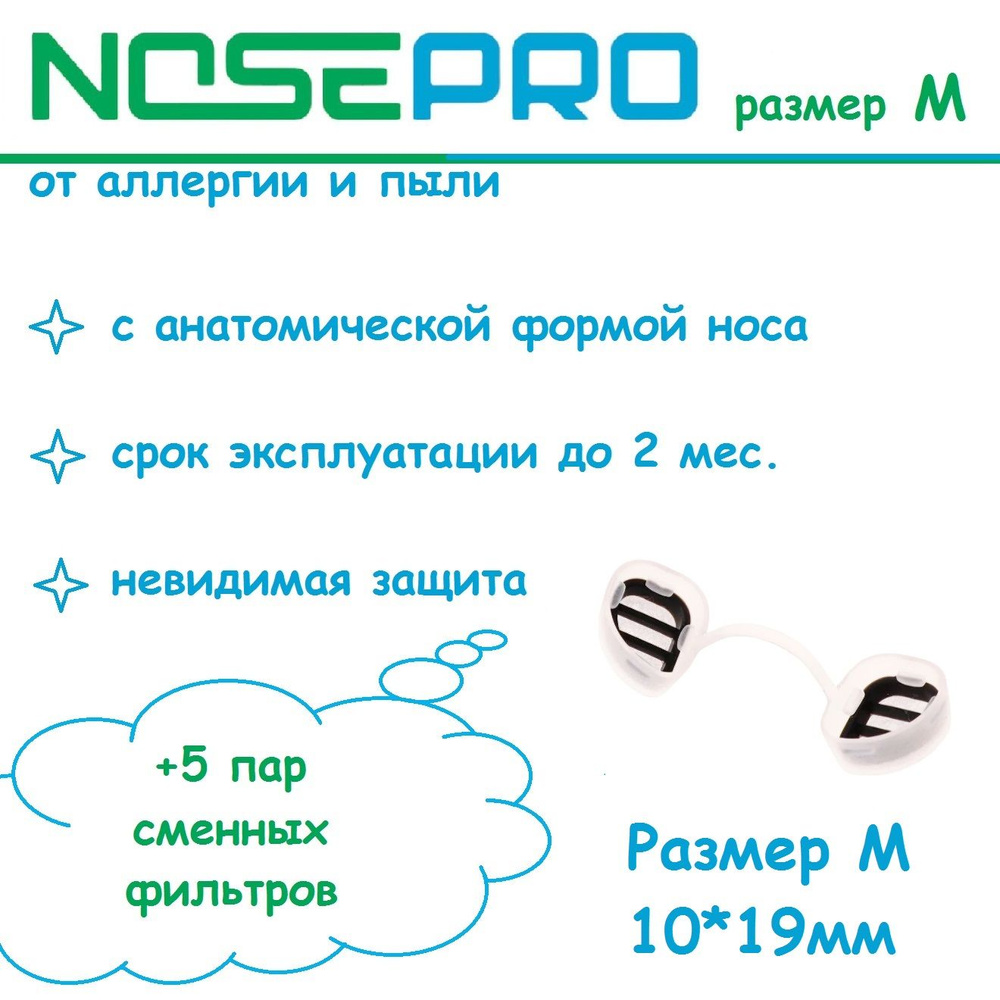 Фильтры для носа от аллергии и пыли "NosePro"/ "M" купить на OZON по ...