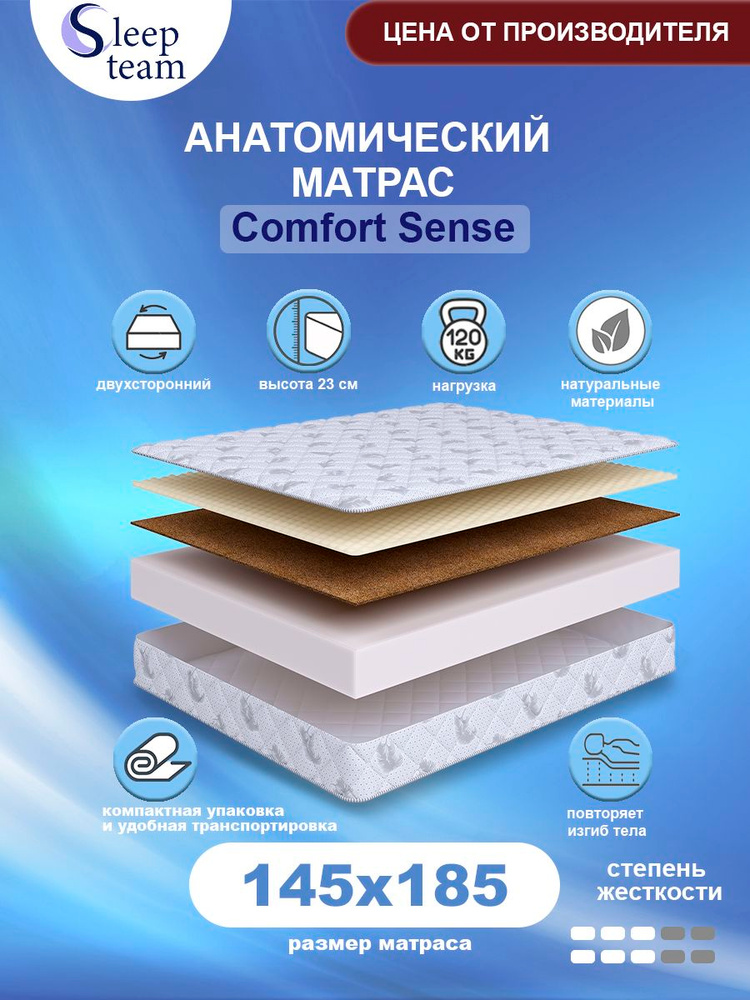 Анатомический матрас SleepTeam Comfort Sense 145х185, высота 23см, беспружинный с массажным эффектом, #1