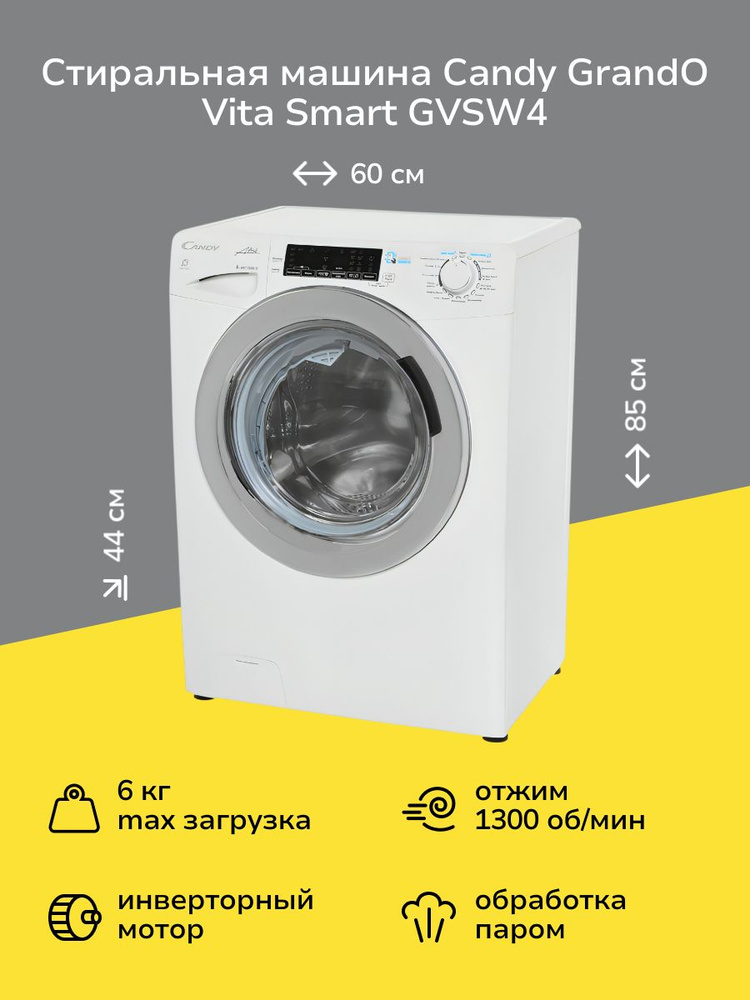 Candy Стиральная машина GrandO Vita Smart GVSW4 364TWHC-07, белый ...
