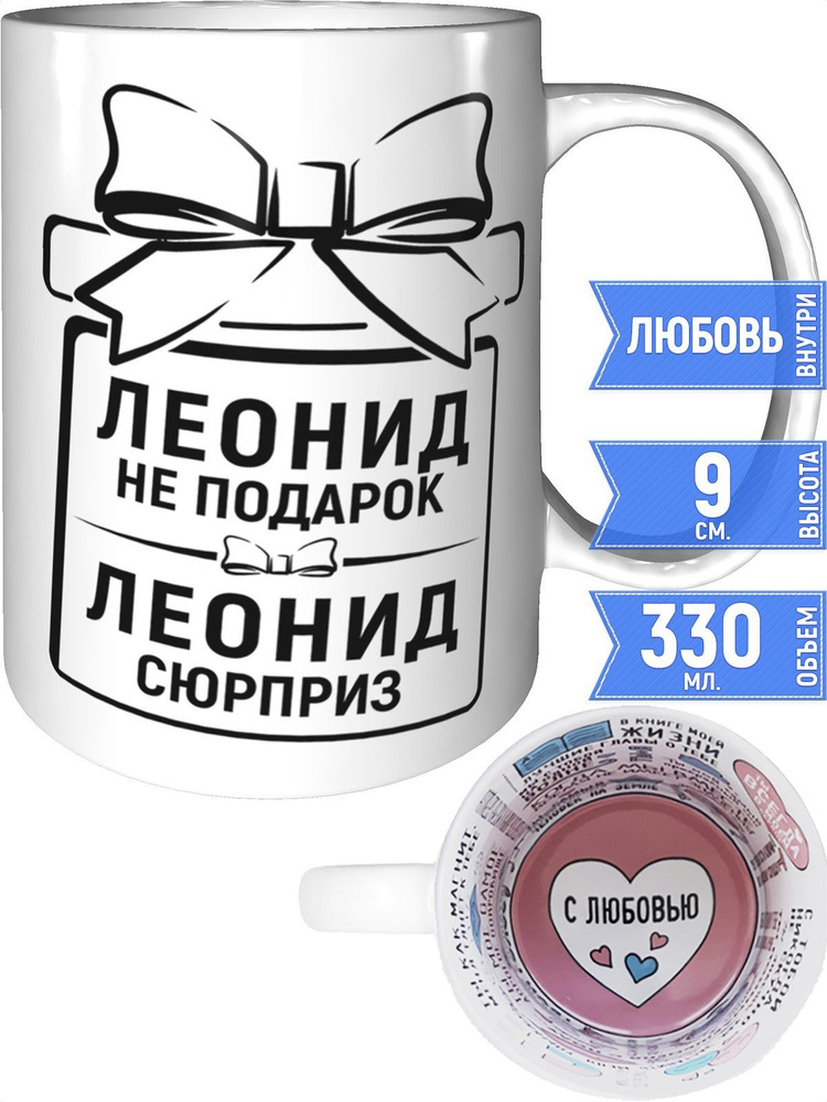 Кружка Леонид не подарок, Леонид сюрприз - с любовью внутри #1