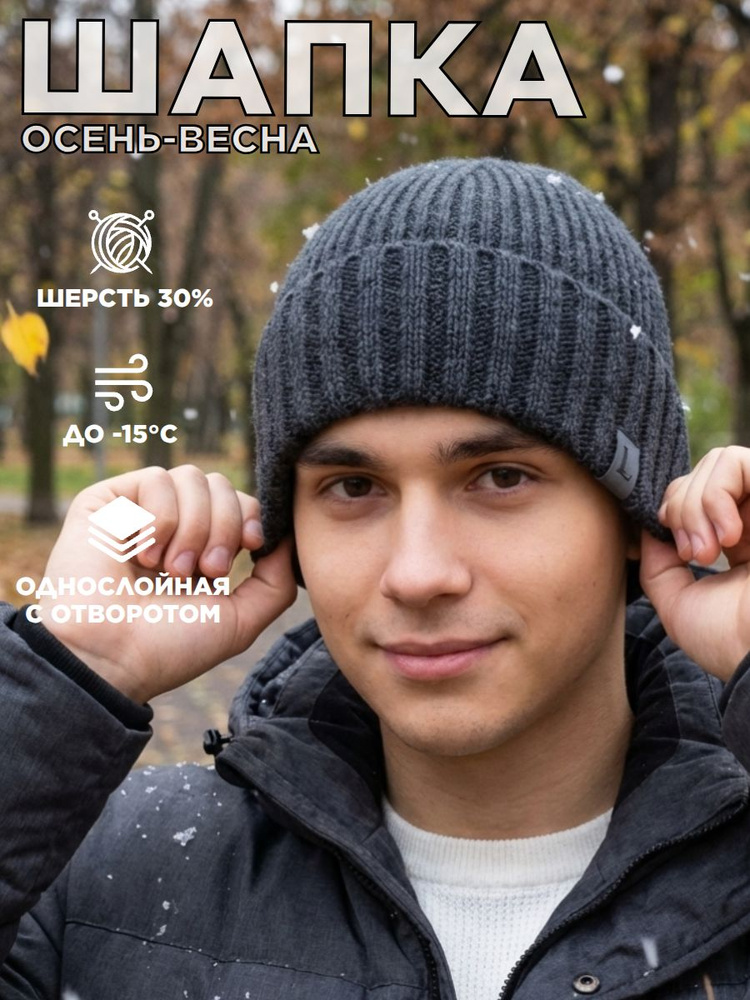 Шапка бини Lana Caps Графит #1