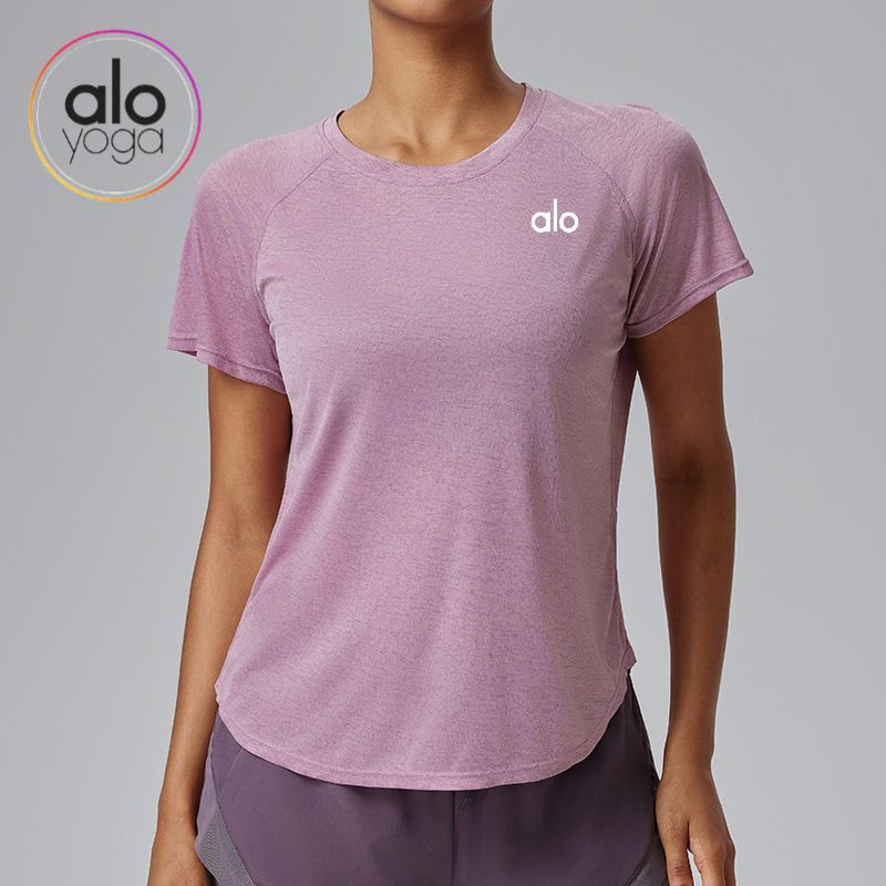 Футболка Alo Yoga Спортивная майка женская с коротким рукавом, для бега и активного отдыха, ультра-дышащая, #1
