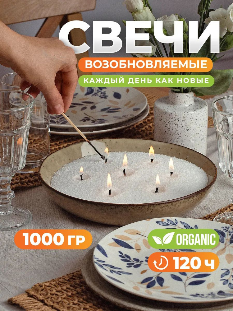 Насыпные свечи 1 кг + фитиль 2м белые #1