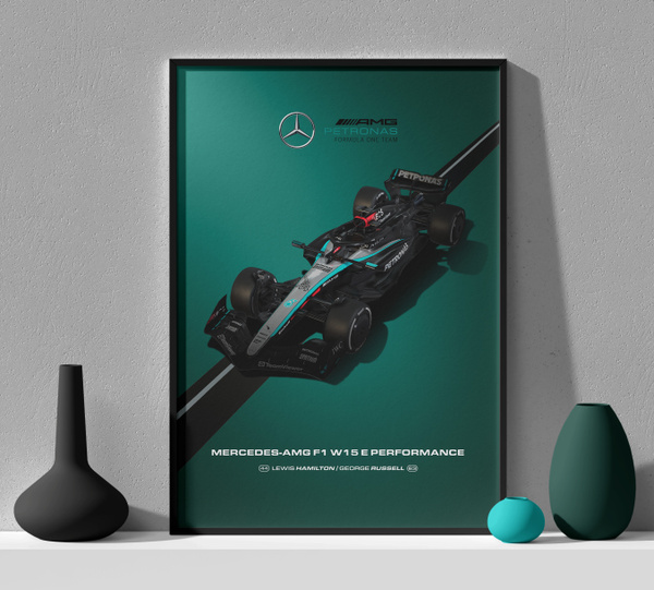 Постер Транспорт, Надпись Постер Mercedes-AMG F1 W15 E Performance, 40 ...