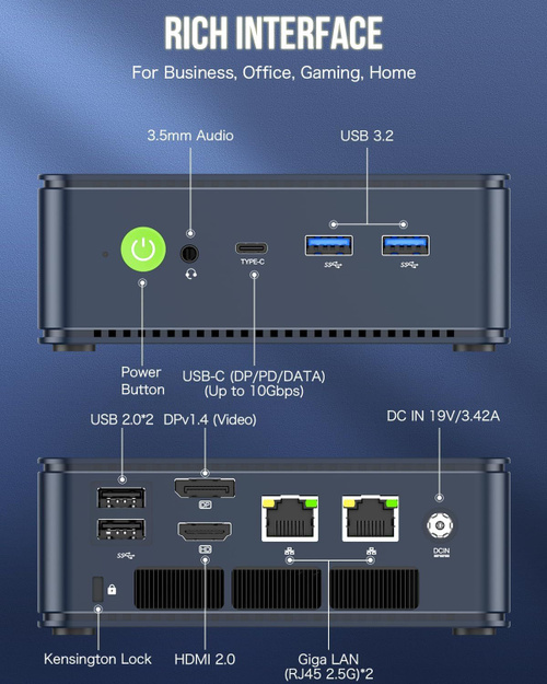GMKtec Мини-ПК Nucbox M5 Plus 8C/16T,USB3.2*2+HDMI+DP+USB C WiFi