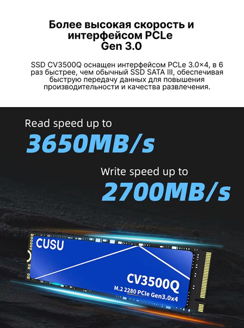 512 ГБ Внутренний SSD-диск CUSU 2280 (NVMe, SSD M.2,PCIe3.0