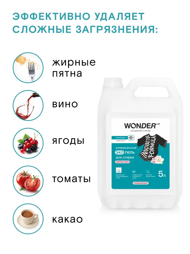 Универсальный гель для стирки с ароматом утренних цветов, для любого типа ткани, средство суперконцентрат Professional5 л, вариант, фото 2