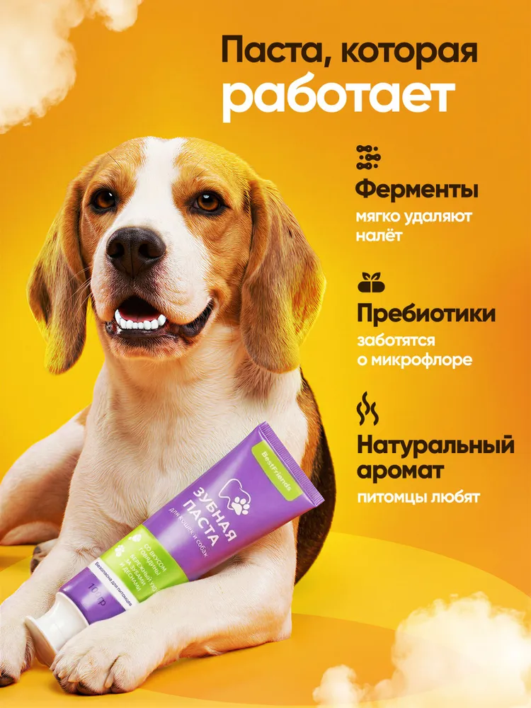 Зубная паста для собак и кошек со вкусом говядины 100 грамм, вариант, фото 3