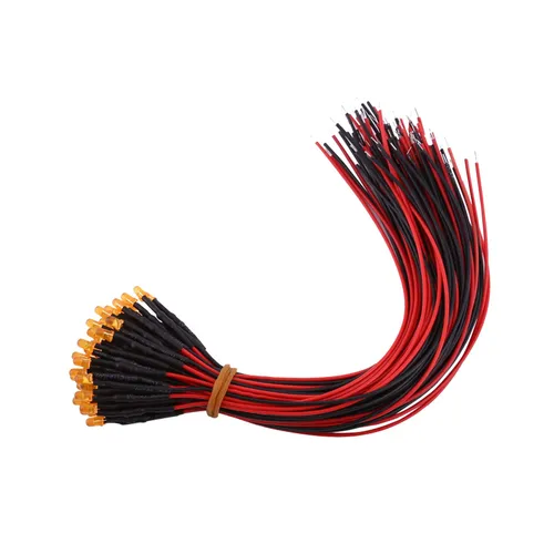 Светодиоды 12В с проводами 20см, 50шт, 3мм оранжевые для подсветки и индикации