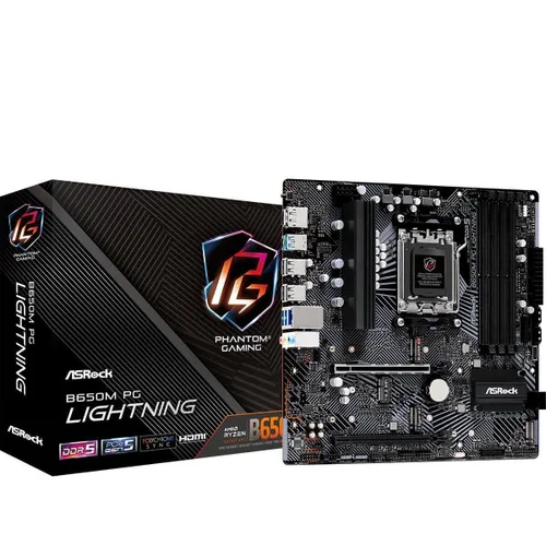 Материнская плата ASRock Micro-ATX, AMD B650, 4хDDR5 B650M PG LIGHTNING