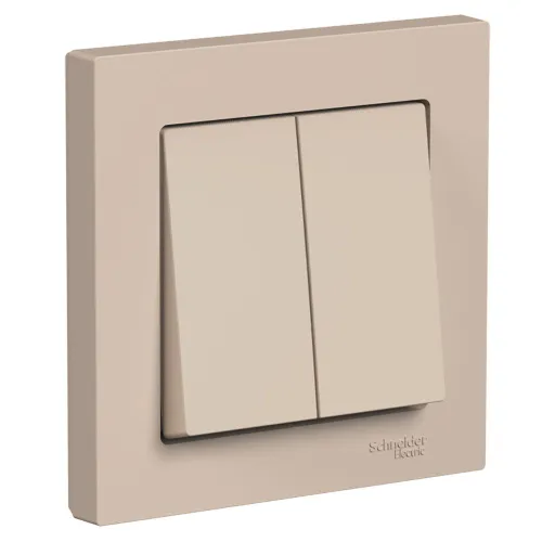 Выключатель 2-клавишный Systeme Electric AtlasDesign, сх.5, 10АХ, в сборе, Песочный / ATN001252