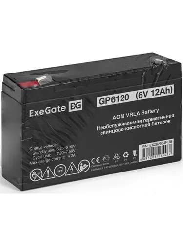 ExeGate EX282954RUS Батарея GP6120 (6V 12Ah), клеммы F1