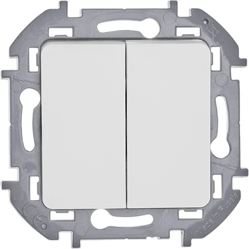 INSPIRIA Выключатель 2-клавишный схема 5 10АХ безвинтовые зажимы белый, IEK 673620