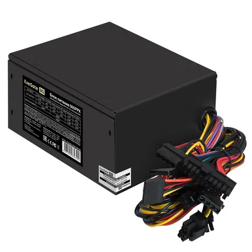 Блок питания для ПК Exegate, 500 Вт, 24 pin, 2х6+2-pin, 1x 4+4-pin, Molex 3, SATA 4, (EX221641RUS-S)