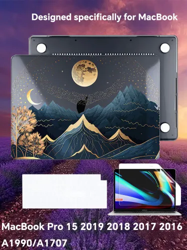 Жесткий чехол совместим с MacBook Pro 15 дюймов с Touch Bar, модели 2016, 2017, 2018, 2019 годов, мо