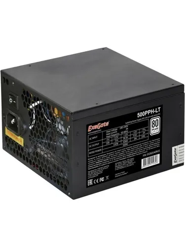 ExeGate EX282040RUS-S Блок питания 500PPH-LT-S RTL , 500Вт, 80 PLUS, 120мм, модульный, черный