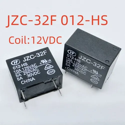 3pcs Реле электромеханическое JZC-32F-012-HS, 5A, 4 вывода, нормально разомкнутые контакты (NO)