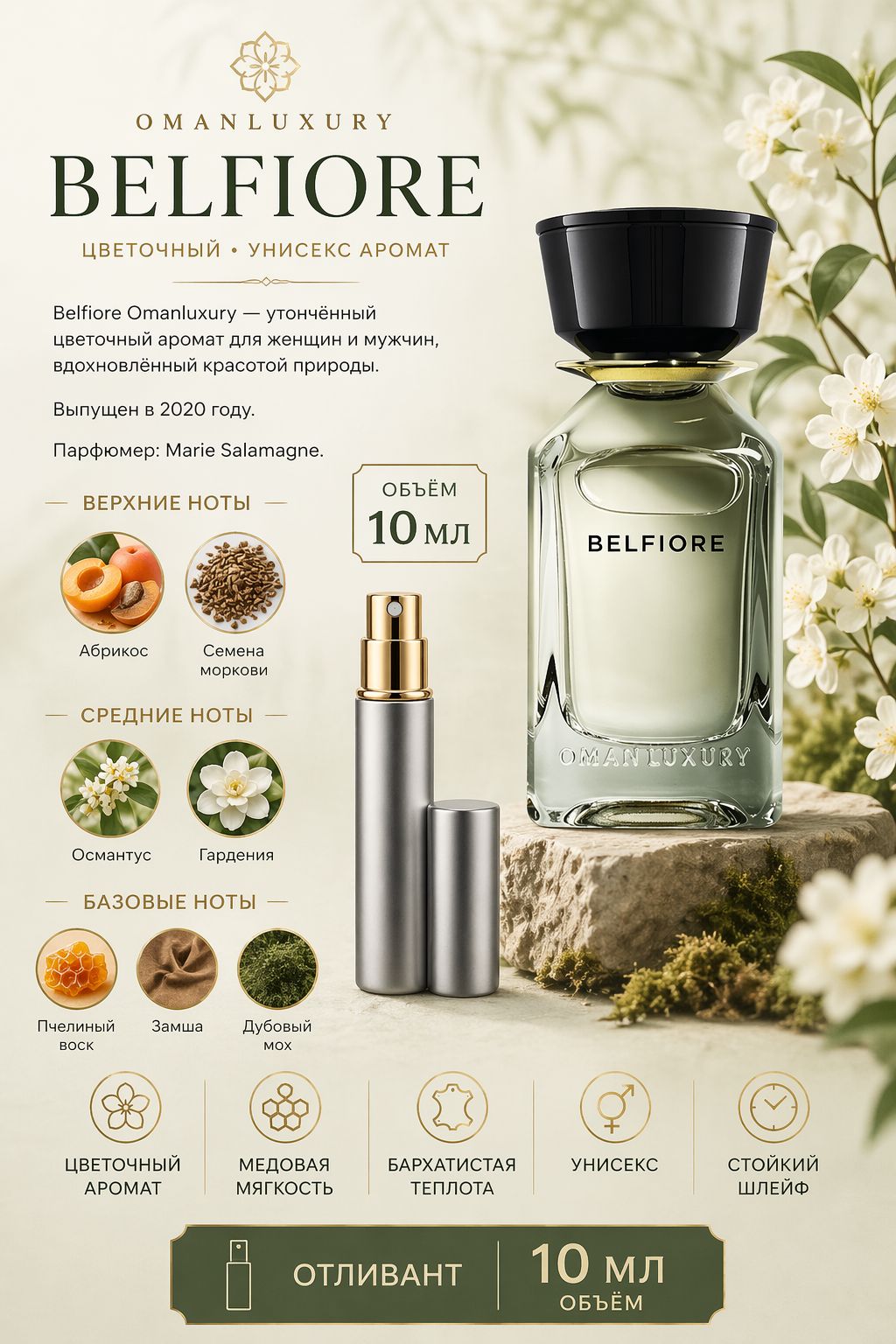 omanluxury belfiore Парфюмерная вода унисекс 10 мл Отливант купить