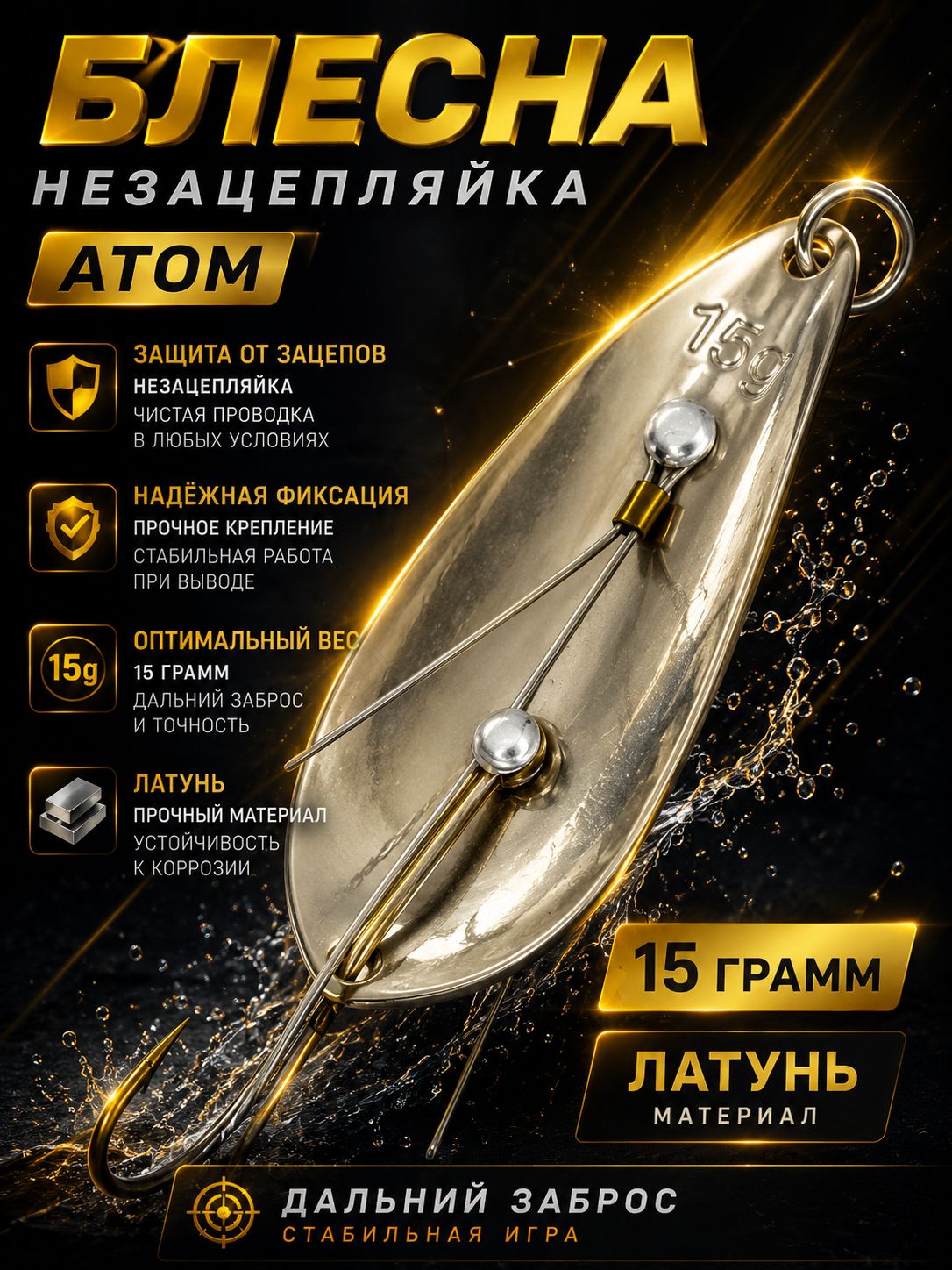 Блесна незацепляйка колебалка атом на щуку, жереха и судака