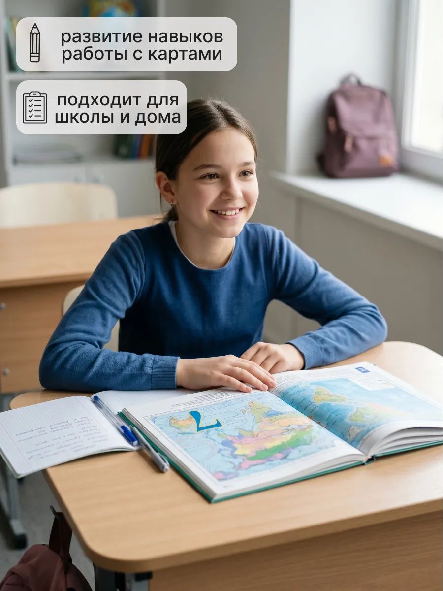 География 7 класс. Атлас и контурные карты с новыми регионами. ФГОС | Geography Grade 7. Atlas and Outline Maps with New Regions. GEF - Ozon image 5