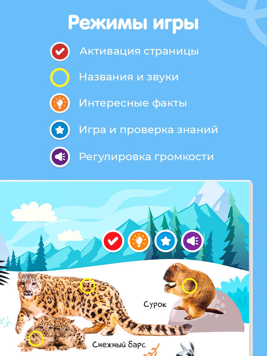 Говорящая книга для малышей Нажималка, интерактивная музыкальная книжка, развивашки для детей, BertToys | Cardboard Book for Toddlers: Animals - Ozon image 3