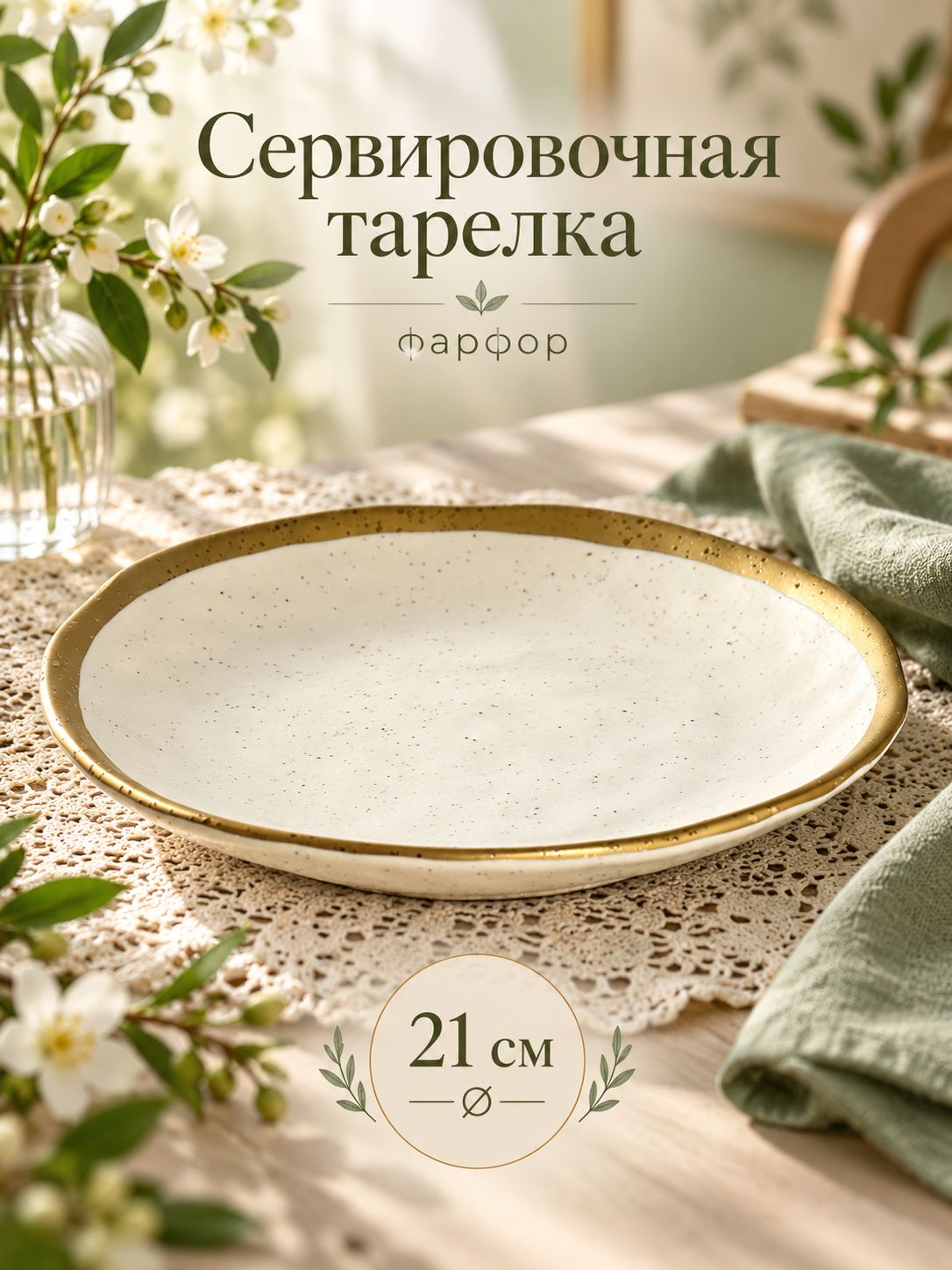 Тарелка сервировочная 21 см, Magistro "Poursephona", фарфоровая