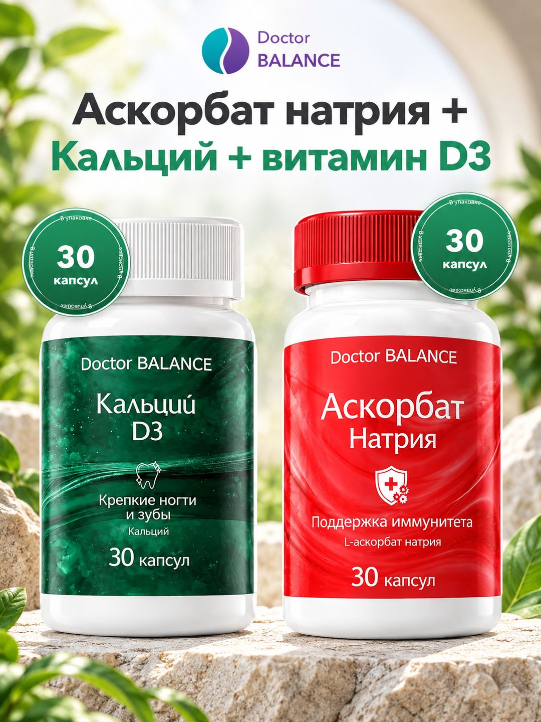 Набор Doctor Balance: Аскорбат натрия 30 + Кальций с витамином D3 30