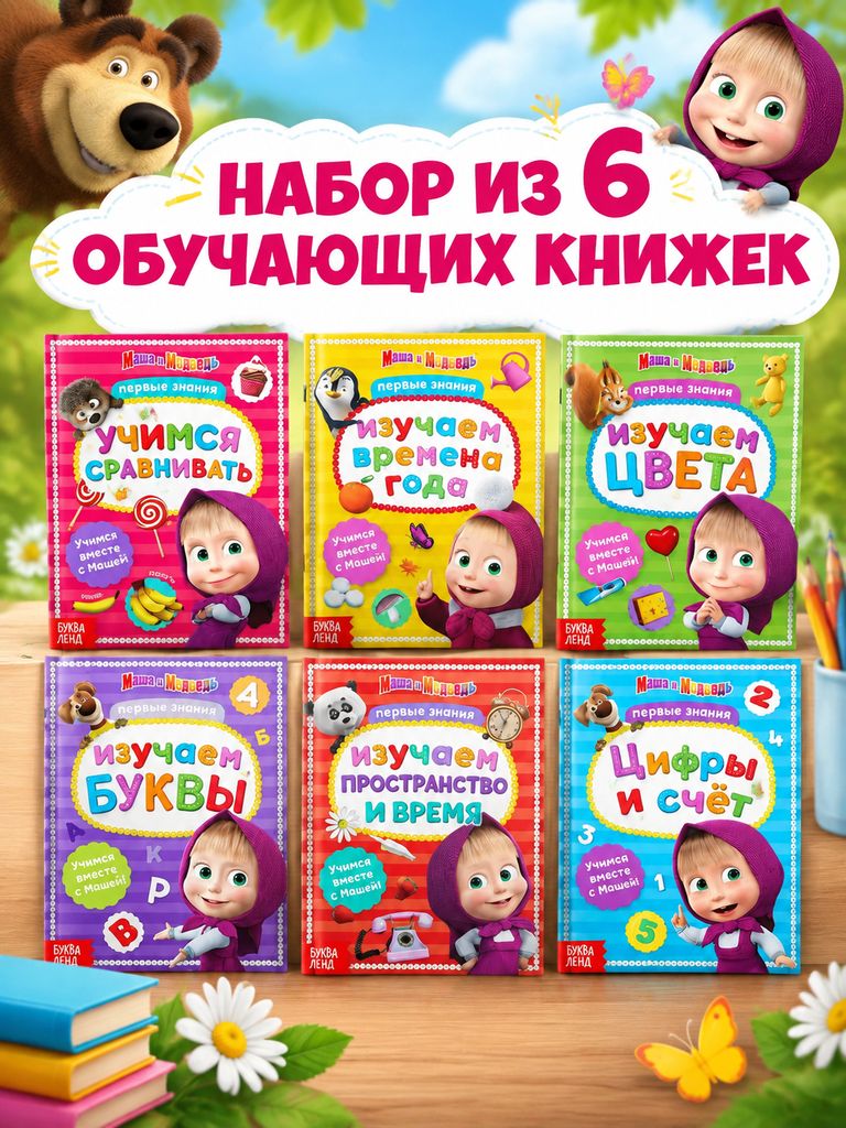 Детские книги, "Буква-Ленд", набор 6 книжек, развивающая книга