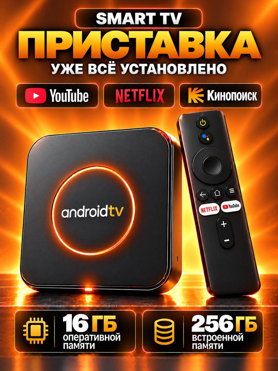 ТВ приставка, приставка смарт тв wi fi, медиаплеер, Android TV Box