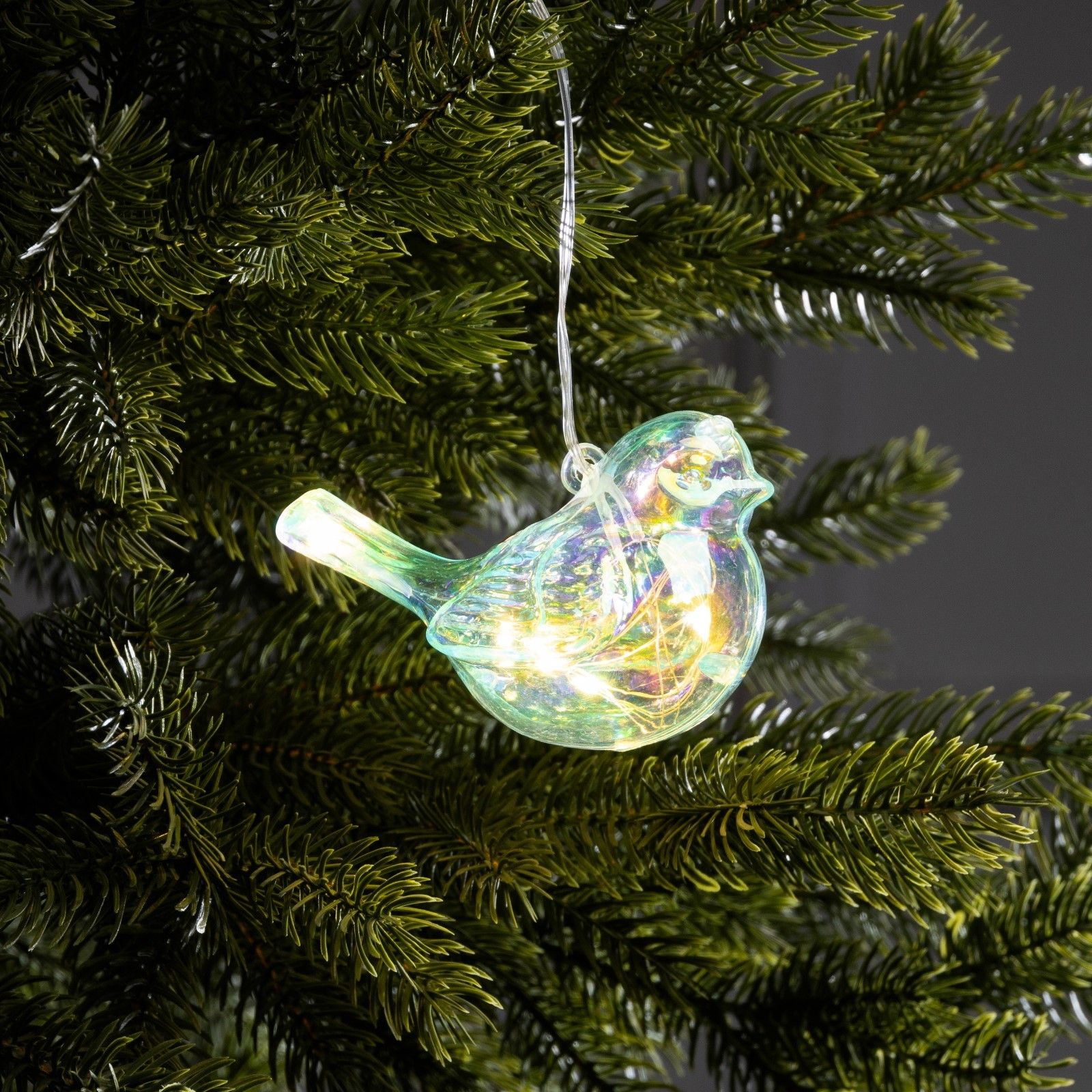 Елочная игрушка светодиодная Снигирь, 10х17 см, 5 LED, ААх2, свечение тёплое белое