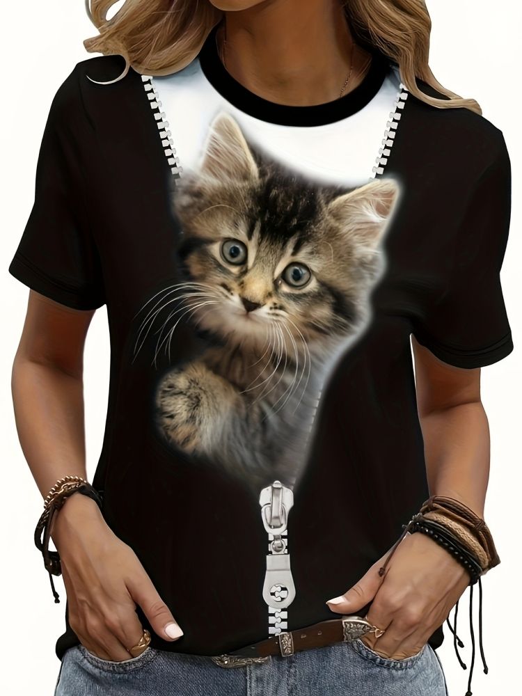 ФутболкаЖенскаяфутболкасрисункомкошки