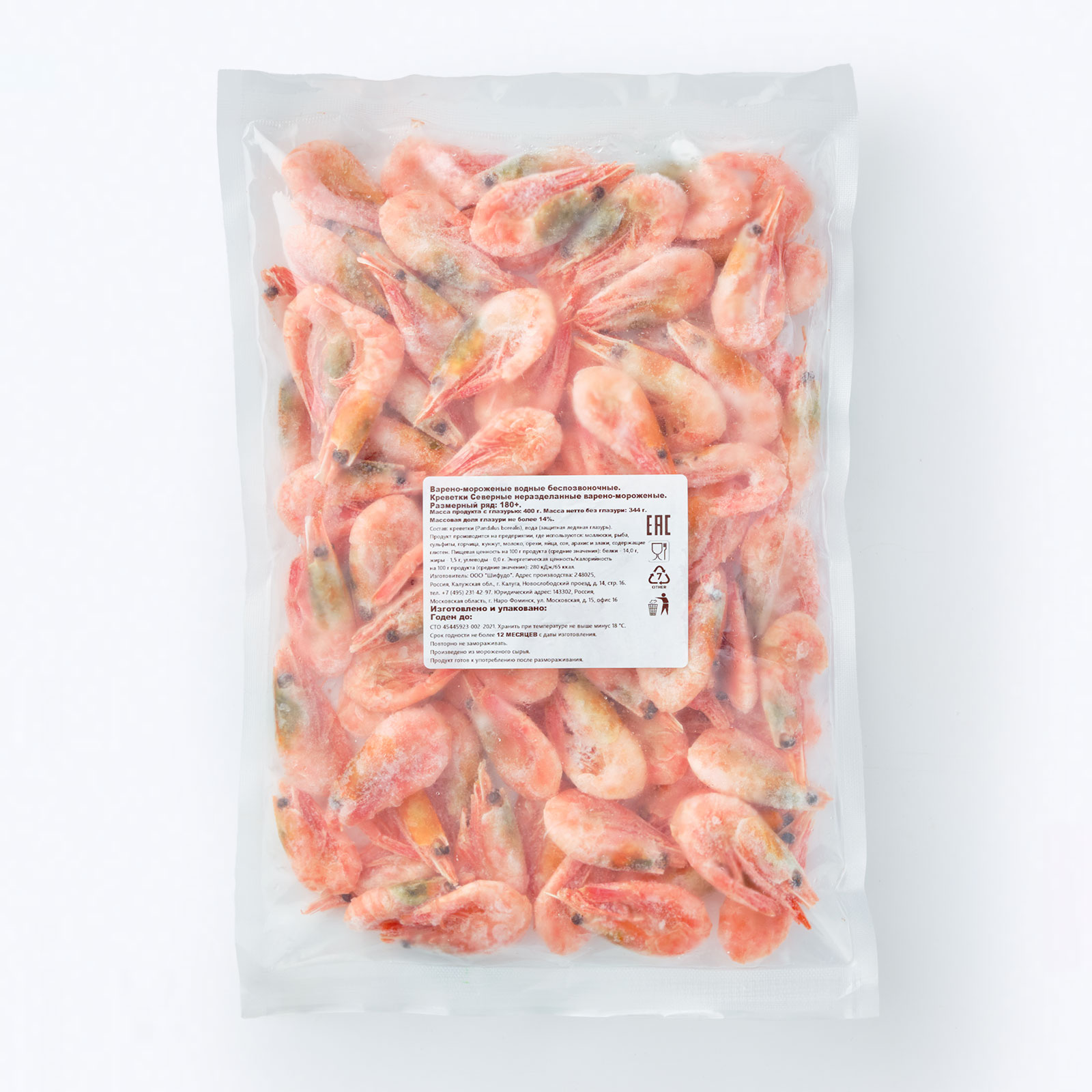 КреветкимелкиеСеверныенеочищ400г,180+в/мШифудо